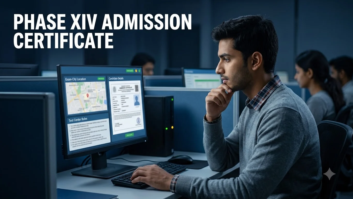 Indian SSC candidate checking exam city and Admission Certificate before the Phase XIV examination