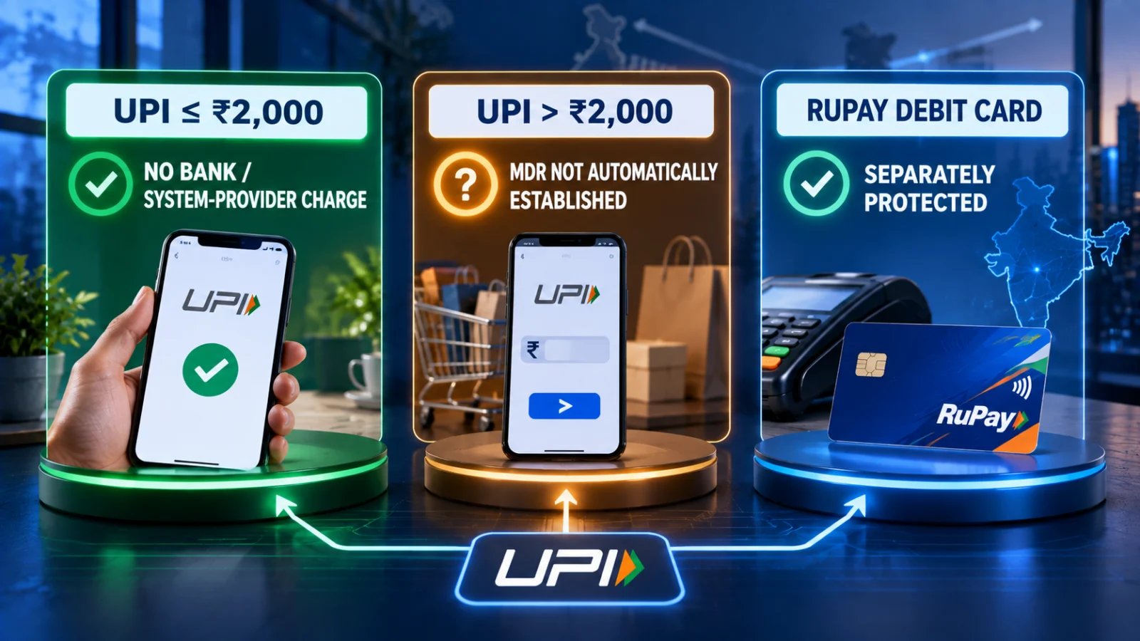 UPI MDR 2026 framework showing free payments, merchant MDR rates and customer protection