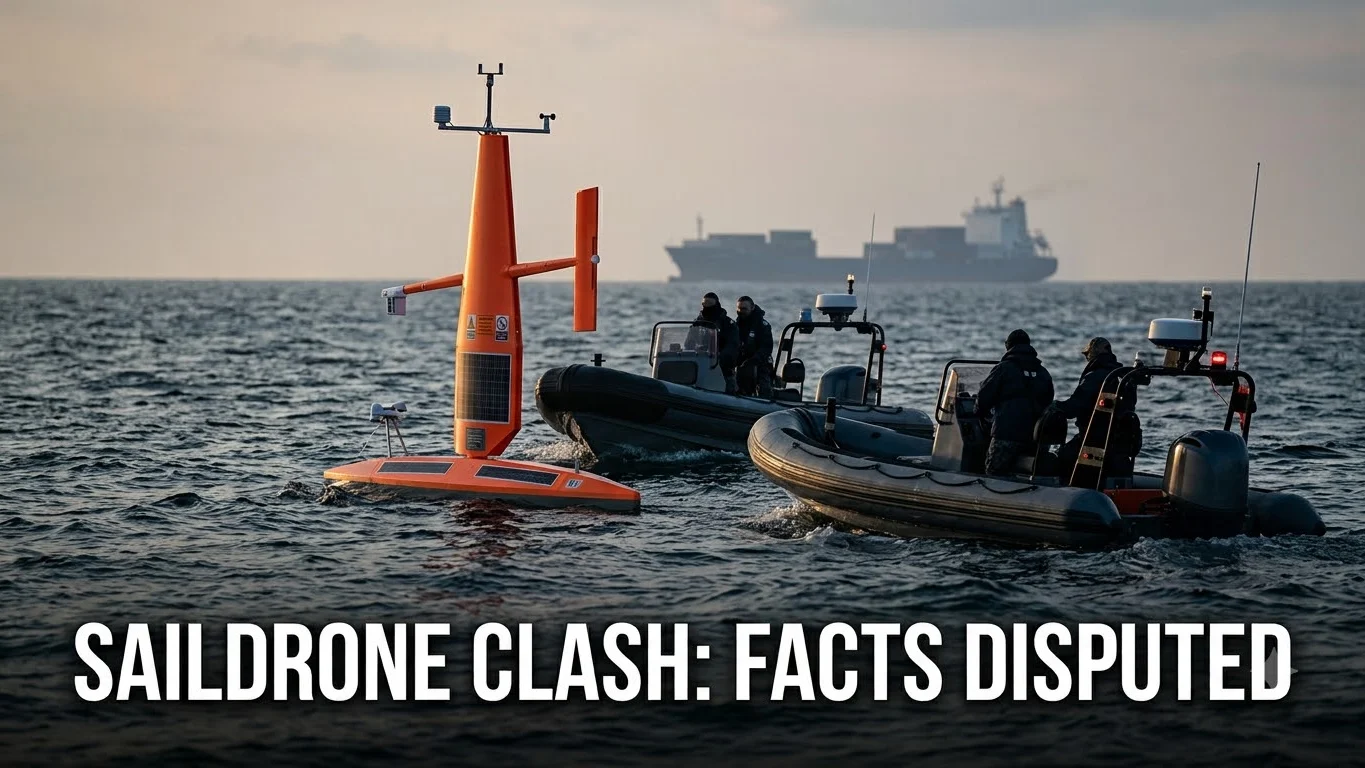 Disputed U.S.–Iran Saildrone confrontation involving an unmanned surface vessel and two unidentified boats