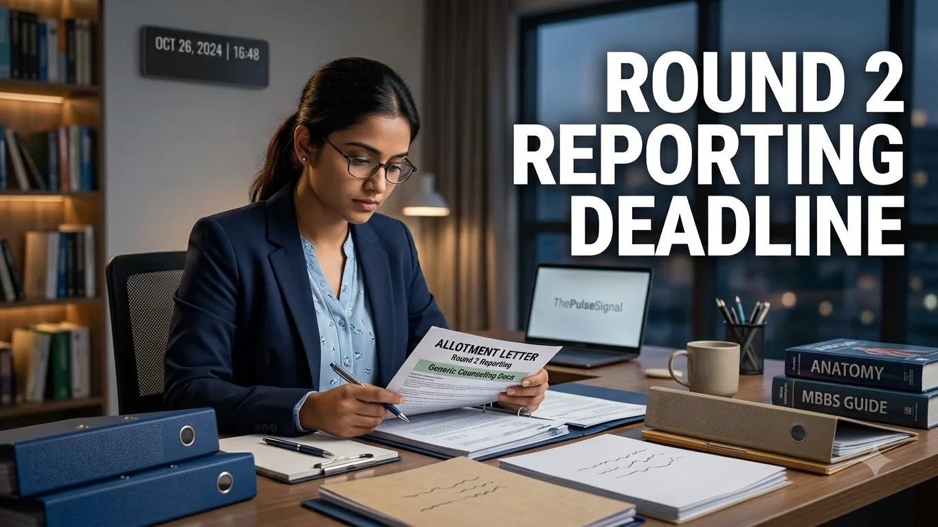 Medical admission candidate reviewing WB NEET UG Round 2 reporting documents and deadline requirements